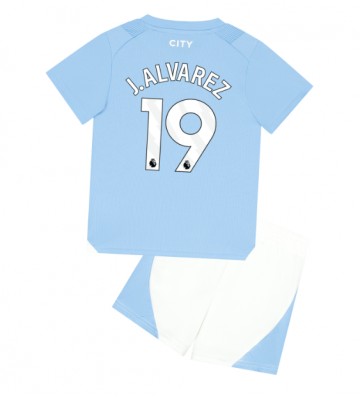 Manchester City Julian Alvarez #19 Replika Babytøj Hjemmebanesæt Børn 2023-24 Kortærmet (+ Korte bukser)
